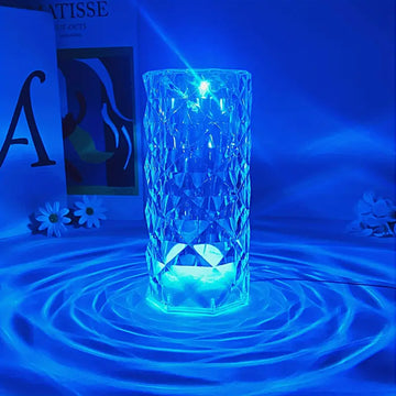 Crystal Rose Diamond LED Lamp - 16 Colors, Touch & Remote, Rechargeable