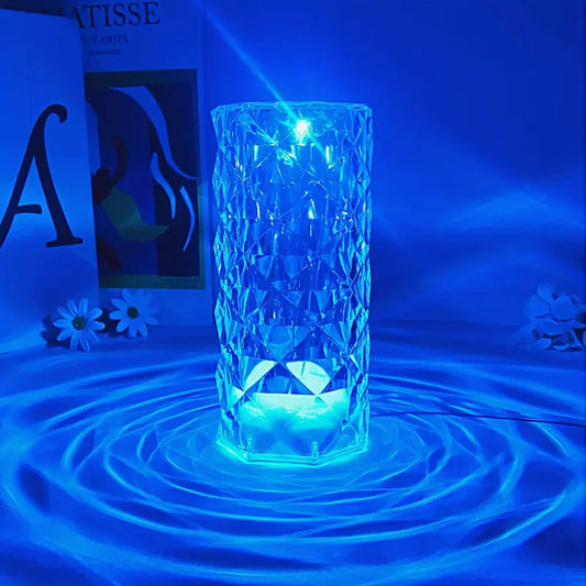 Crystal Rose Diamond LED Lamp - 16 Colors, Touch & Remote, Rechargeable