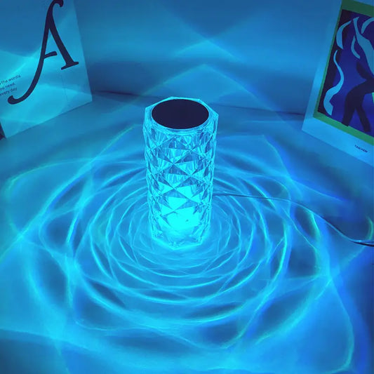Crystal Rose Diamond LED Lamp - 16 Colors, Touch & Remote, Rechargeable