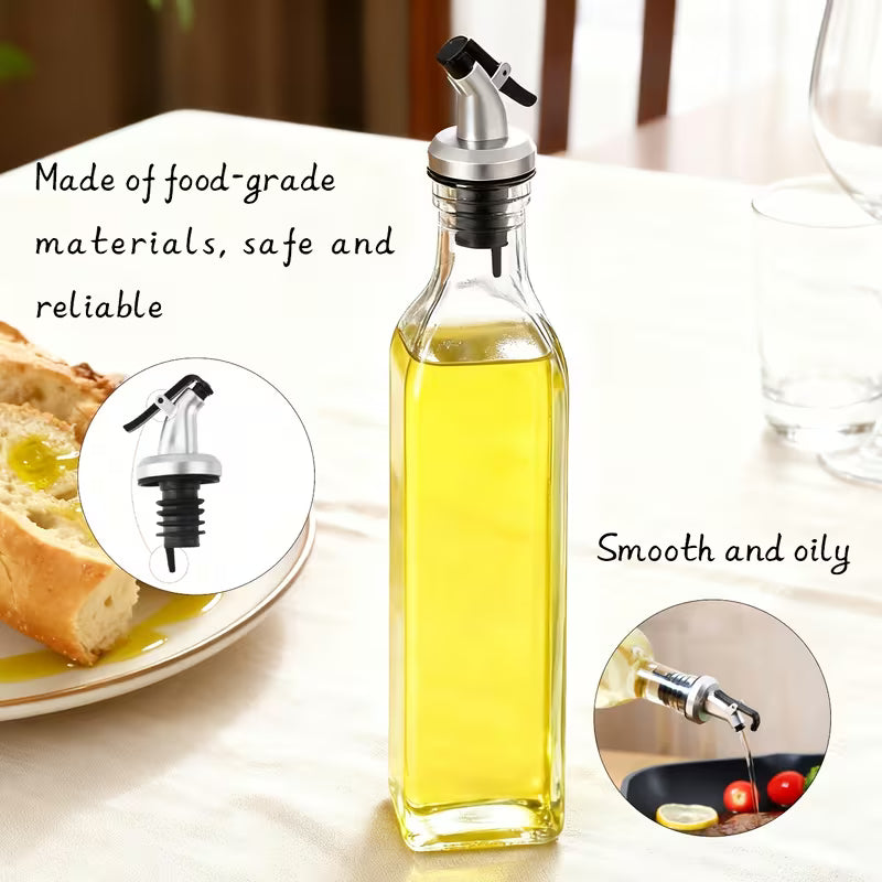 500ml Premium Glass Oil Dispenser Bottle with Stainless Steel Spout & Dustproof Cap