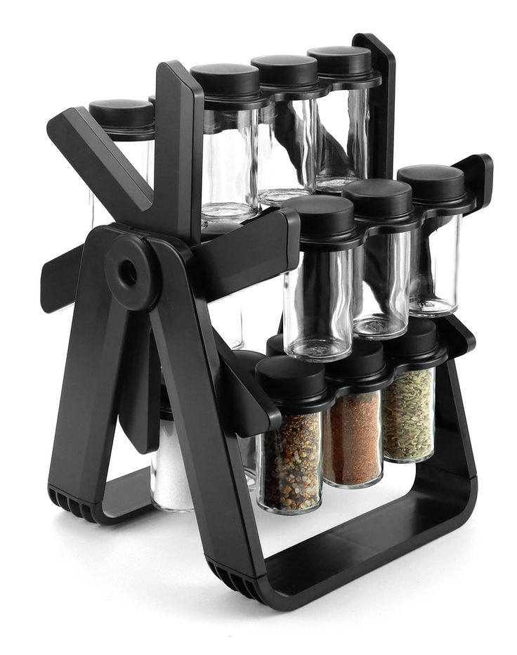 360° Rotating Spice Rack with 18 Glass Jars – Space-Saving Kitchen Organizer for Countertop & Cabinet | Airtight Seasoning Jar Set with Labels