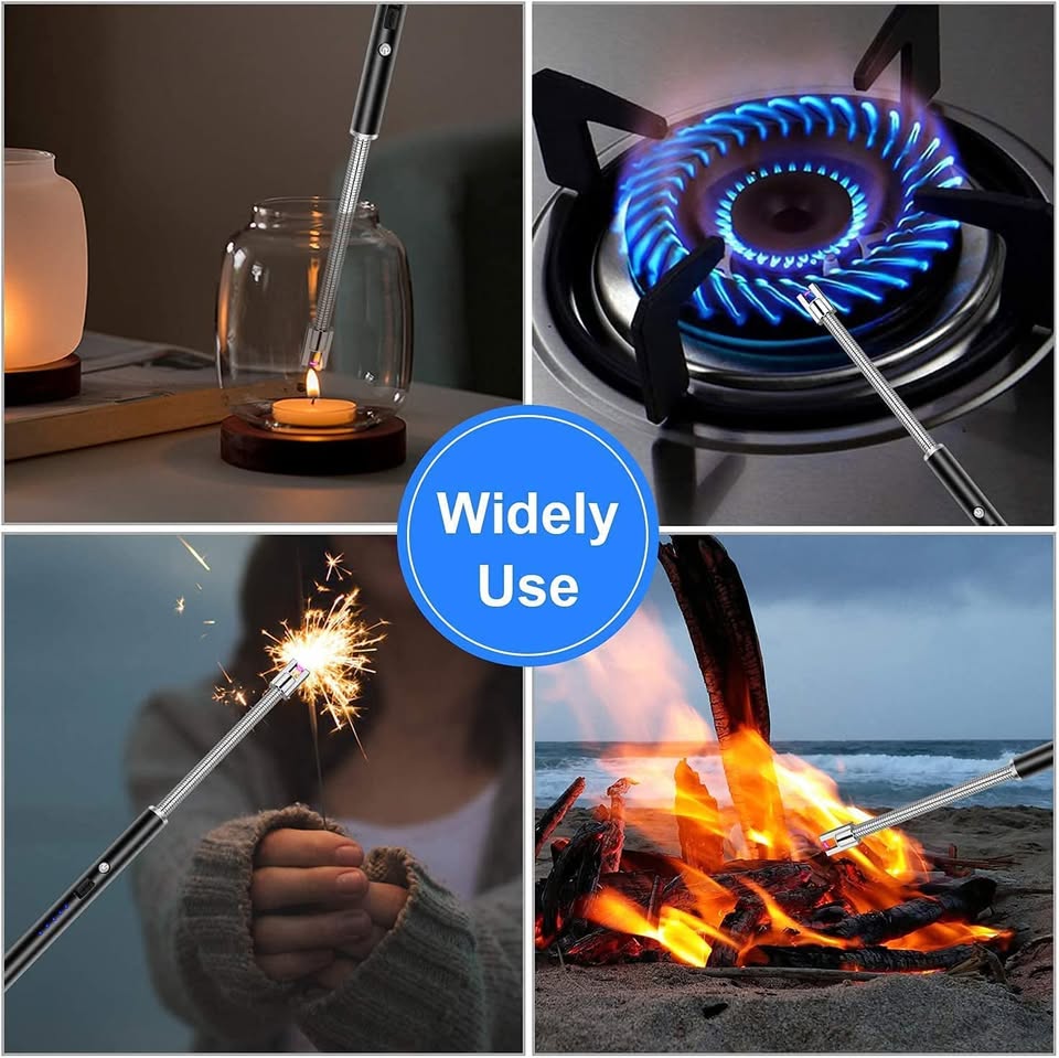 Rechargeable Electric Arc Lighter with 360° Flexible Neck – Windproof Flameless USB Plasma Lighter for Kitchen, BBQ, Candles, Stove & Outdoor Use