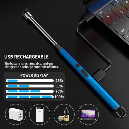 Rechargeable Electric Arc Lighter with 360° Flexible Neck – Windproof Flameless USB Plasma Lighter for Kitchen, BBQ, Candles, Stove & Outdoor Use