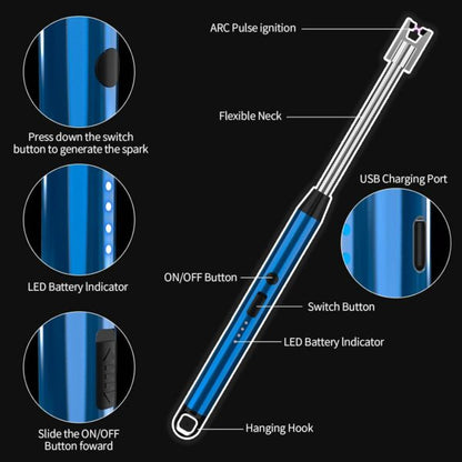 Rechargeable Electric Arc Lighter with 360° Flexible Neck – Windproof Flameless USB Plasma Lighter for Kitchen, BBQ, Candles, Stove & Outdoor Use