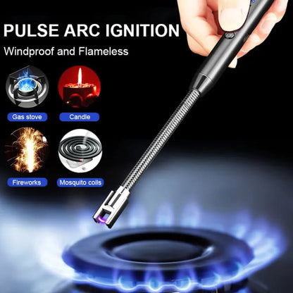 Rechargeable Electric Arc Lighter with 360° Flexible Neck – Windproof Flameless USB Plasma Lighter for Kitchen, BBQ, Candles, Stove & Outdoor Use