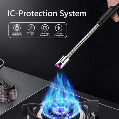 Rechargeable Electric Arc Lighter with 360° Flexible Neck – Windproof Flameless USB Plasma Lighter for Kitchen, BBQ, Candles, Stove & Outdoor Use