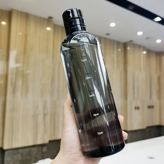 500ml Borosilicate Time Marker Water Bottle – Leakproof, BPA-Free Glass, Stylish & Durable – Ideal for Office, School, Gym & Travel