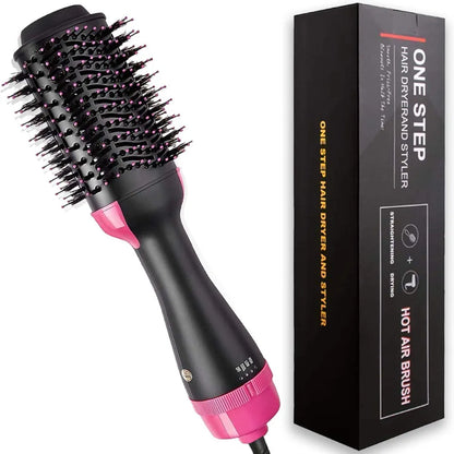 4-in-1 Professional Hot Air Brush – Hair Dryer, Straightener & Curler | Ionic Volumizer Blow Dryer Brush (1200W) – Frizz-Free Smooth Hair