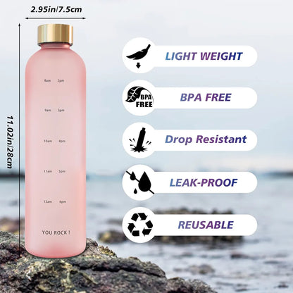 1L Motivational Time Marker Water Bottle – BPA-Free Tritan Sports Bottle for Gym, Running, Fitness & Daily Hydration