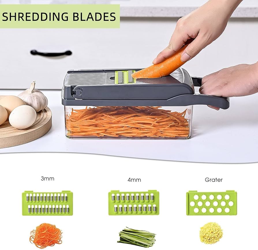 16-in-1 Vegetable Chopper & Slicer Set with Container – Multifunctional Manual Food Cutter