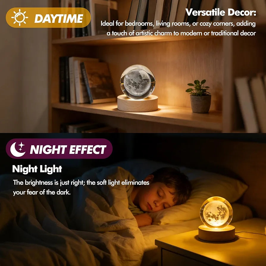 LumaSphere 3D Galaxy Crystal Ball Lamp with LED Ambient Lighting