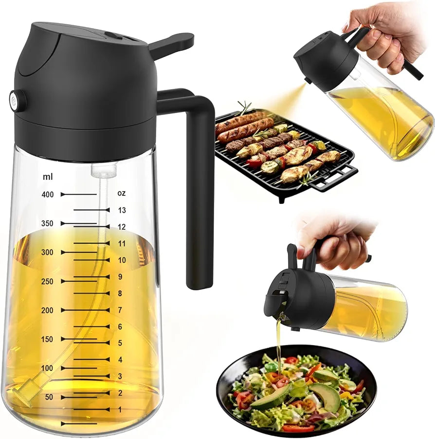 2-in-1 Glass Oil Sprayer & Dispenser 470ml (16oz)