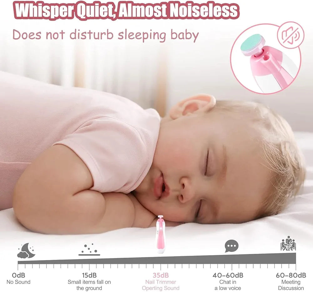 6-in-1 Electric Baby Nail Trimmer Set with LED Light | Safe Baby Nail File, Manicure & Pedicure Kit for Newborns