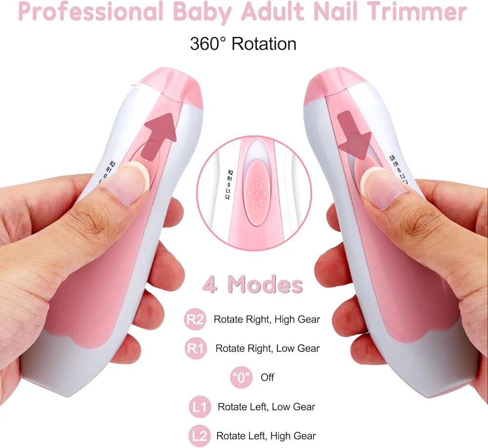 6-in-1 Electric Baby Nail Trimmer Set with LED Light | Safe Baby Nail File, Manicure & Pedicure Kit for Newborns