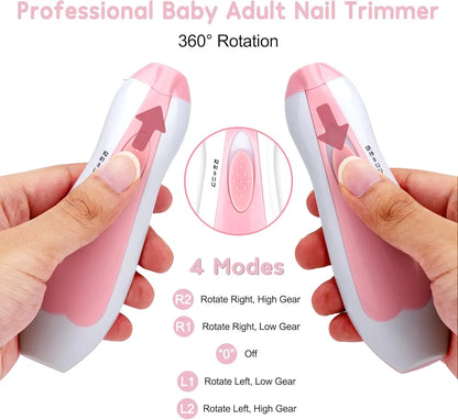 6-in-1 Electric Baby Nail Trimmer Set with LED Light | Safe Baby Nail File, Manicure & Pedicure Kit for Newborns