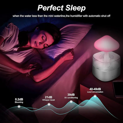 Mushroom Rain Cloud Humidifier & Oil Diffuser – 450ml, 7 Colors, Rain Sounds, Remote Control for Bedroom Relaxation
