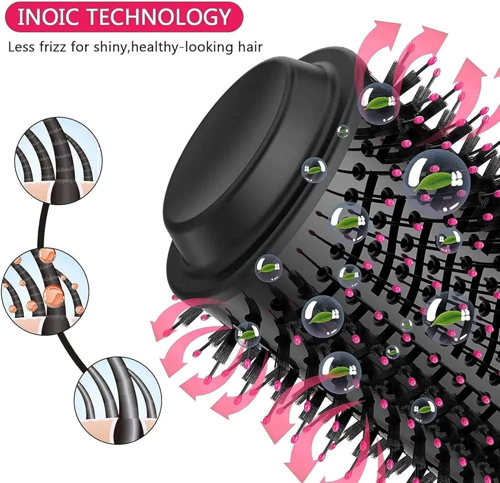 4-in-1 Professional Hot Air Brush – Hair Dryer, Straightener & Curler | Ionic Volumizer Blow Dryer Brush (1200W) – Frizz-Free Smooth Hair