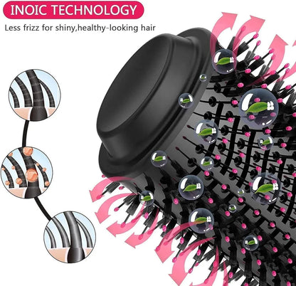 4-in-1 Professional Hot Air Brush – Hair Dryer, Straightener & Curler | Ionic Volumizer Blow Dryer Brush (1200W) – Frizz-Free Smooth Hair