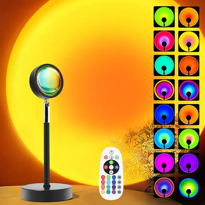 Aesthetic Sunset Lamp Projector | 16 Colors, Remote & 4 Modes