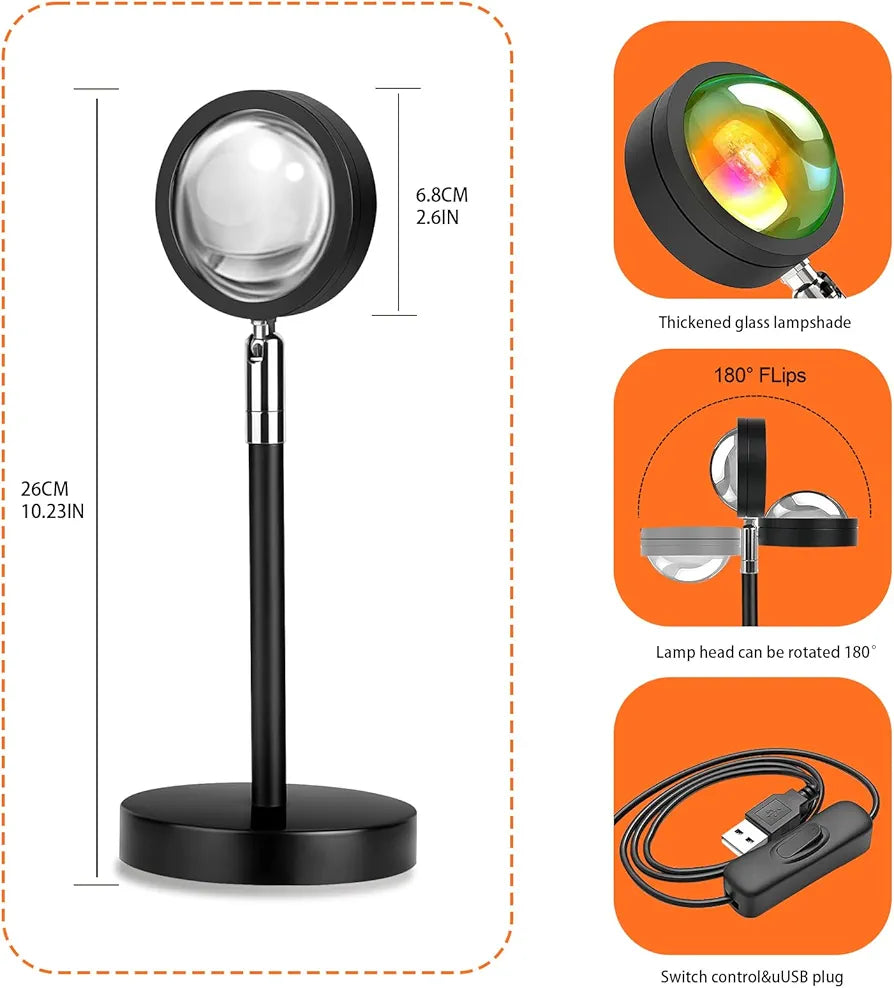 Aesthetic Sunset Lamp Projector | 16 Colors, Remote & 4 Modes