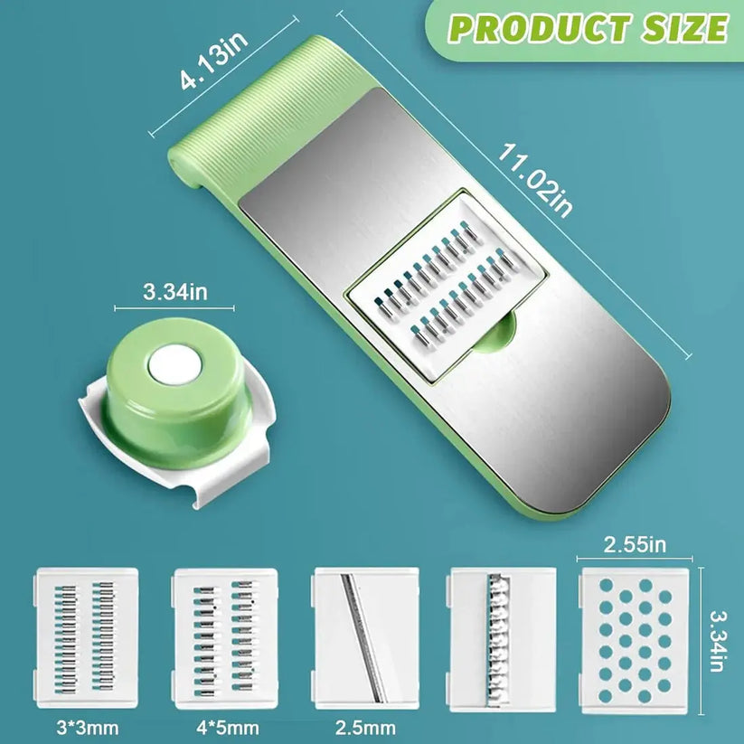 5-in-1 Stainless Steel Vegetable Cutter & Slicer – Multifunction Manual Food Chopper for Onion, Potato, Carrot, Garlic & Fruits