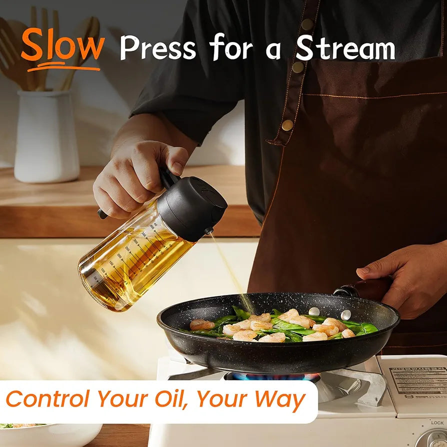 2-in-1 Glass Oil Sprayer & Dispenser 470ml (16oz)