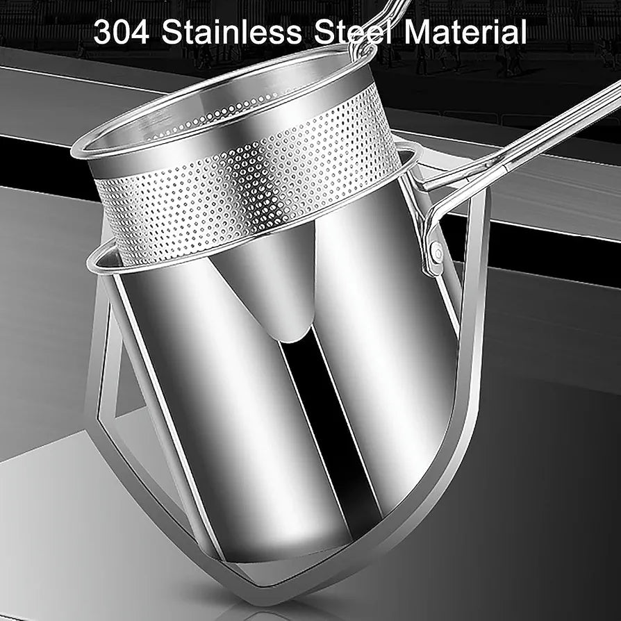 1200ML Stainless Steel Deep Fryer Pot with Strainer Basket – Oil-Saving Frying Pan for French Fries, Chicken & More