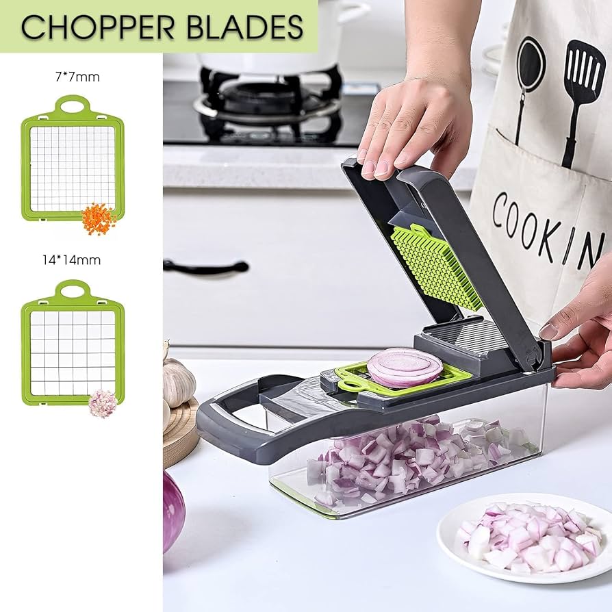 16-in-1 Vegetable Chopper & Slicer Set with Container – Multifunctional Manual Food Cutter