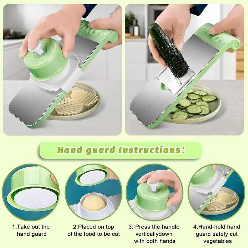 5-in-1 Stainless Steel Vegetable Cutter & Slicer – Multifunction Manual Food Chopper for Onion, Potato, Carrot, Garlic & Fruits