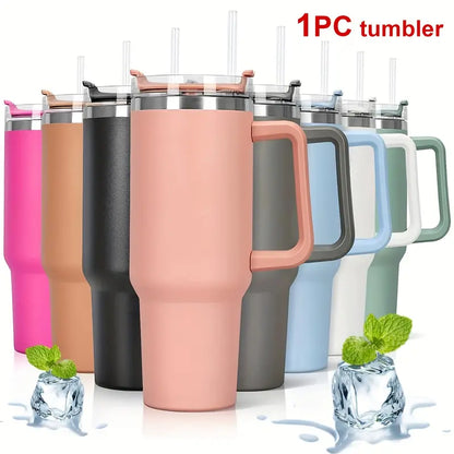 Premium Double Wall Vacuum Insulated Tumbler – Stainless Steel Thermal Water Bottle with Leak-Proof Lid & Straw | Hot & Cold Drink Travel Mug