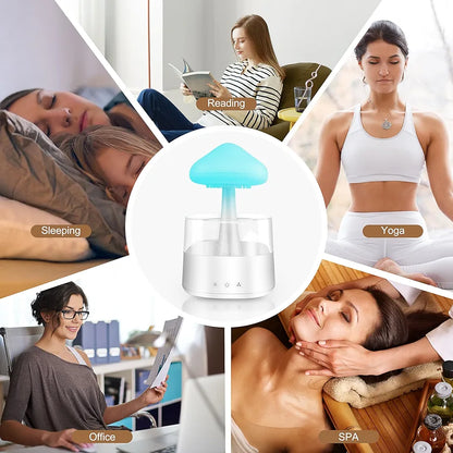 Mushroom Rain Cloud Humidifier & Oil Diffuser – 450ml, 7 Colors, Rain Sounds, Remote Control for Bedroom Relaxation