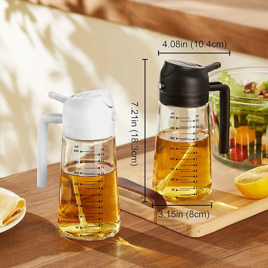 2-in-1 Glass Oil Sprayer & Dispenser 470ml (16oz)