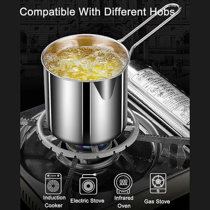 1200ML Stainless Steel Deep Fryer Pot with Strainer Basket – Oil-Saving Frying Pan for French Fries, Chicken & More