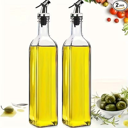 500ml Premium Glass Oil Dispenser Bottle with Stainless Steel Spout & Dustproof Cap