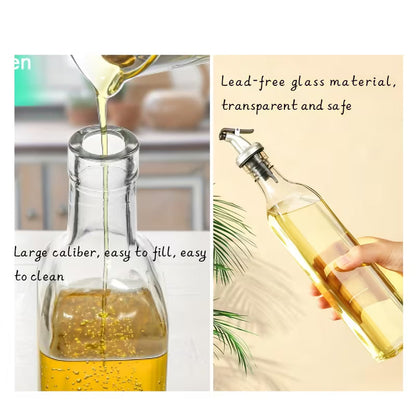 500ml Premium Glass Oil Dispenser Bottle with Stainless Steel Spout & Dustproof Cap
