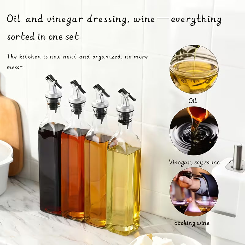 500ml Premium Glass Oil Dispenser Bottle with Stainless Steel Spout & Dustproof Cap