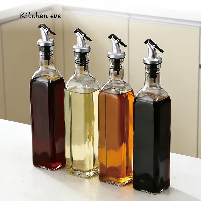 500ml Premium Glass Oil Dispenser Bottle with Stainless Steel Spout & Dustproof Cap