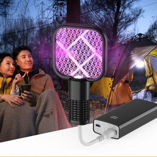Mini USB Electric Mosquito Killer Racket with LED Light – Rechargeable Bug Zapper Swatter for Home & Outdoor Use
