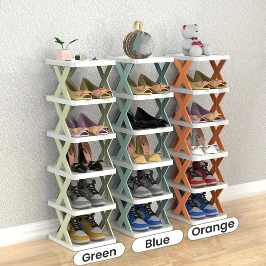 Multi-Layer Plastic Shoe Rack Organizer – Foldable, Space-Saving, Durable Storage Shelf for Shoes, Entryway & Closet Use (4/5/6 Layers)