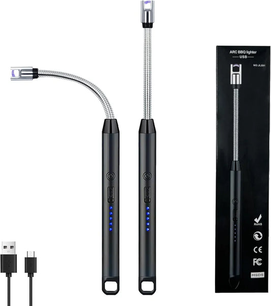 Rechargeable Electric Arc Lighter with 360° Flexible Neck – Windproof Flameless USB Plasma Lighter for Kitchen, BBQ, Candles, Stove & Outdoor Use