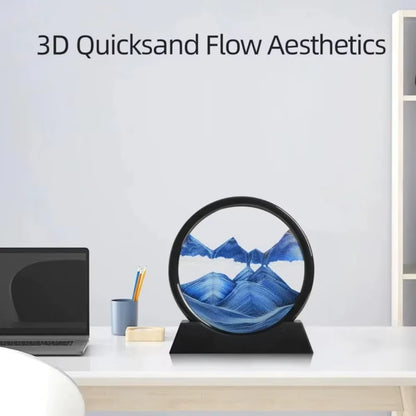 3D Moving Sand Art – 12" Rotating Liquid Motion Frame for Home & Office Decor