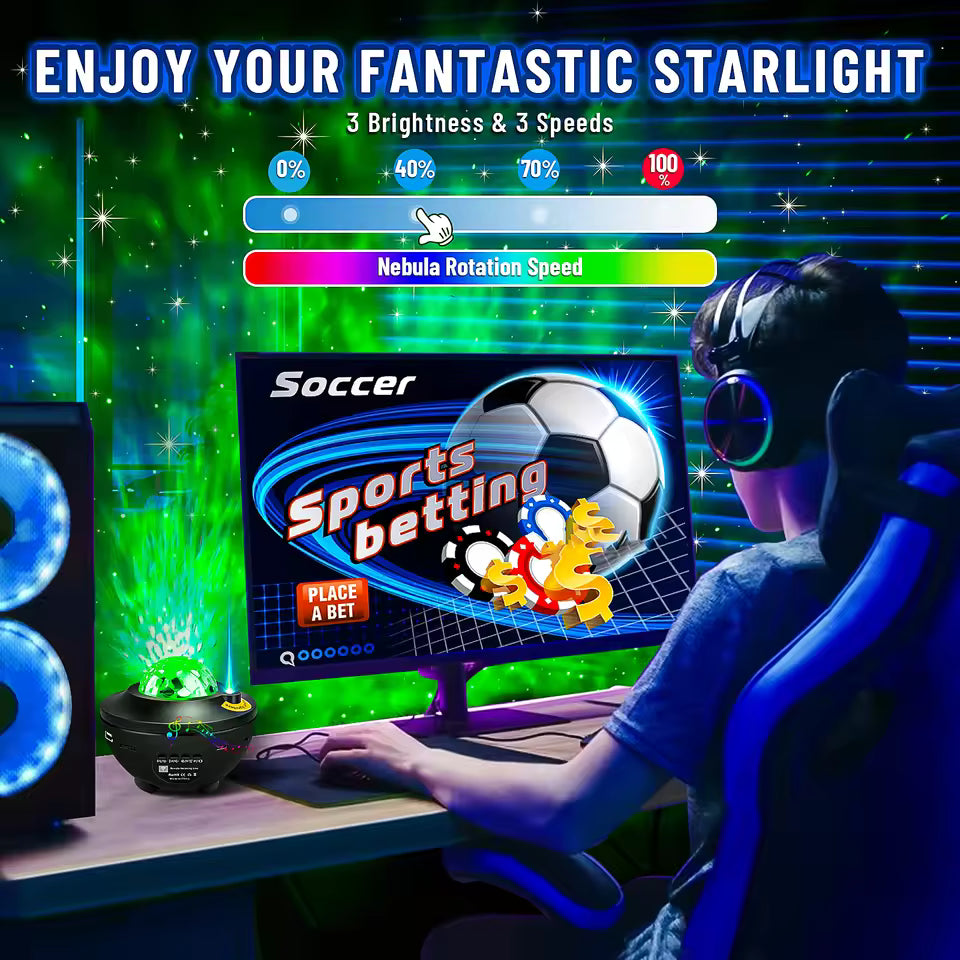 Galaxy Star Projector — Bluetooth Speaker, Remote, 21 Modes