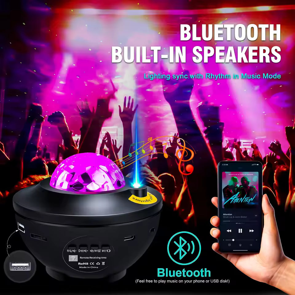 Galaxy Star Projector — Bluetooth Speaker, Remote, 21 Modes
