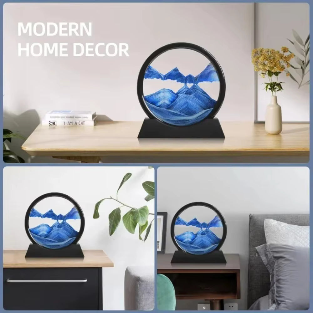 3D Moving Sand Art – 12" Rotating Liquid Motion Frame for Home & Office Decor