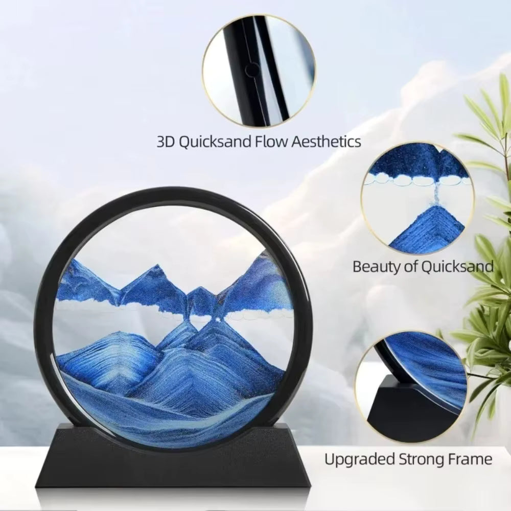 3D Moving Sand Art – 12" Rotating Liquid Motion Frame for Home & Office Decor