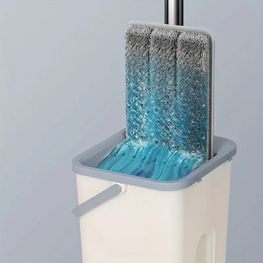 360° Flat Magic Mop and Bucket Set – Hands-Free Self-Cleaning Squeeze Mop for Wet & Dry Use – Microfiber Pads, Telescopic Handle, Space-Saving Design for Home & Office Floors