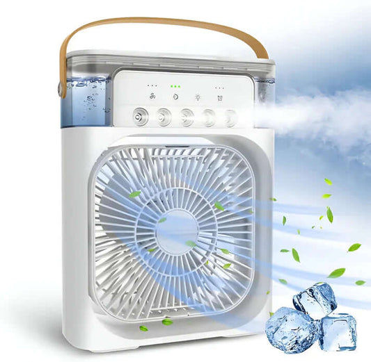 Mini Air Cooler Fan 3-in-1 USB Mist Humidifier 7-Color LED Portable & Quiet