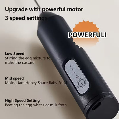 2-in-1 Rechargeable Electric Milk Frother & Egg Beater – USB Powered, 3 Speed Handheld Coffee Mixer