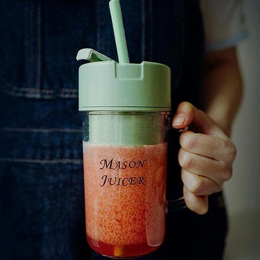 Portable 500ml Juicer Blender with Straw – USB Type-C Rechargeable, 6 Blades Mini Smoothie Maker