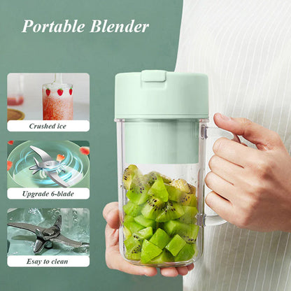 Portable 500ml Juicer Blender with Straw – USB Type-C Rechargeable, 6 Blades Mini Smoothie Maker